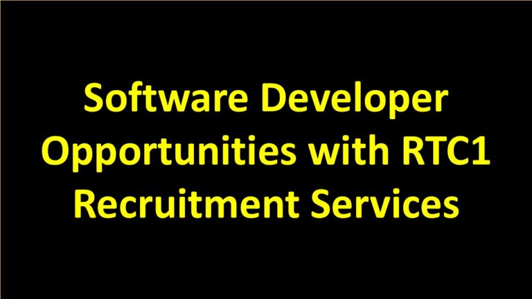 Software Developer Opportunities with RTC1 Recruitment Services