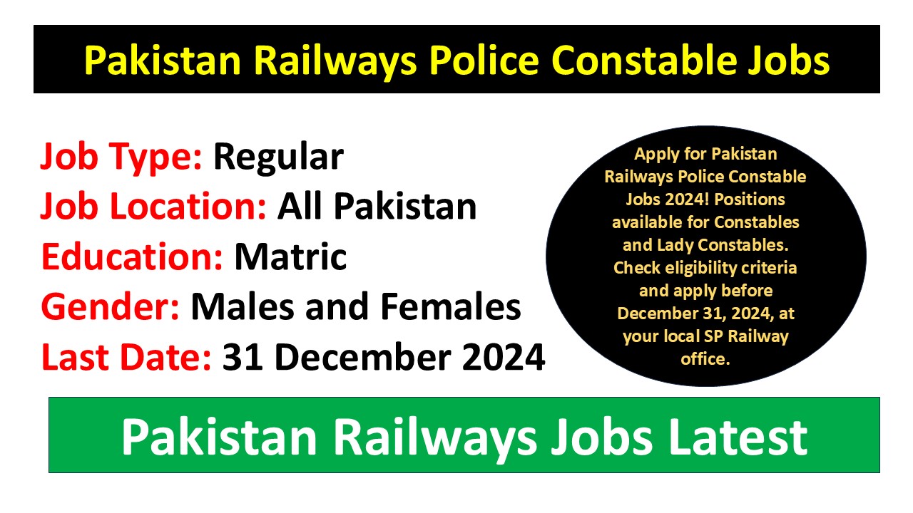 Pakistan Railways Police Constable Jobs 2025