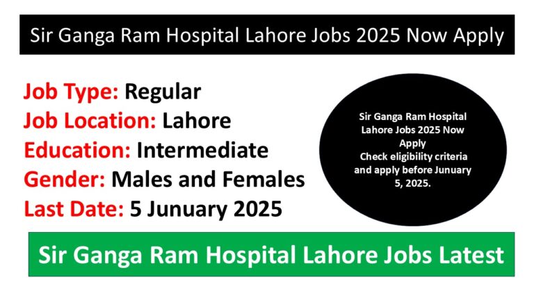Sir Ganga Ram Hospital Lahore Jobs 2025